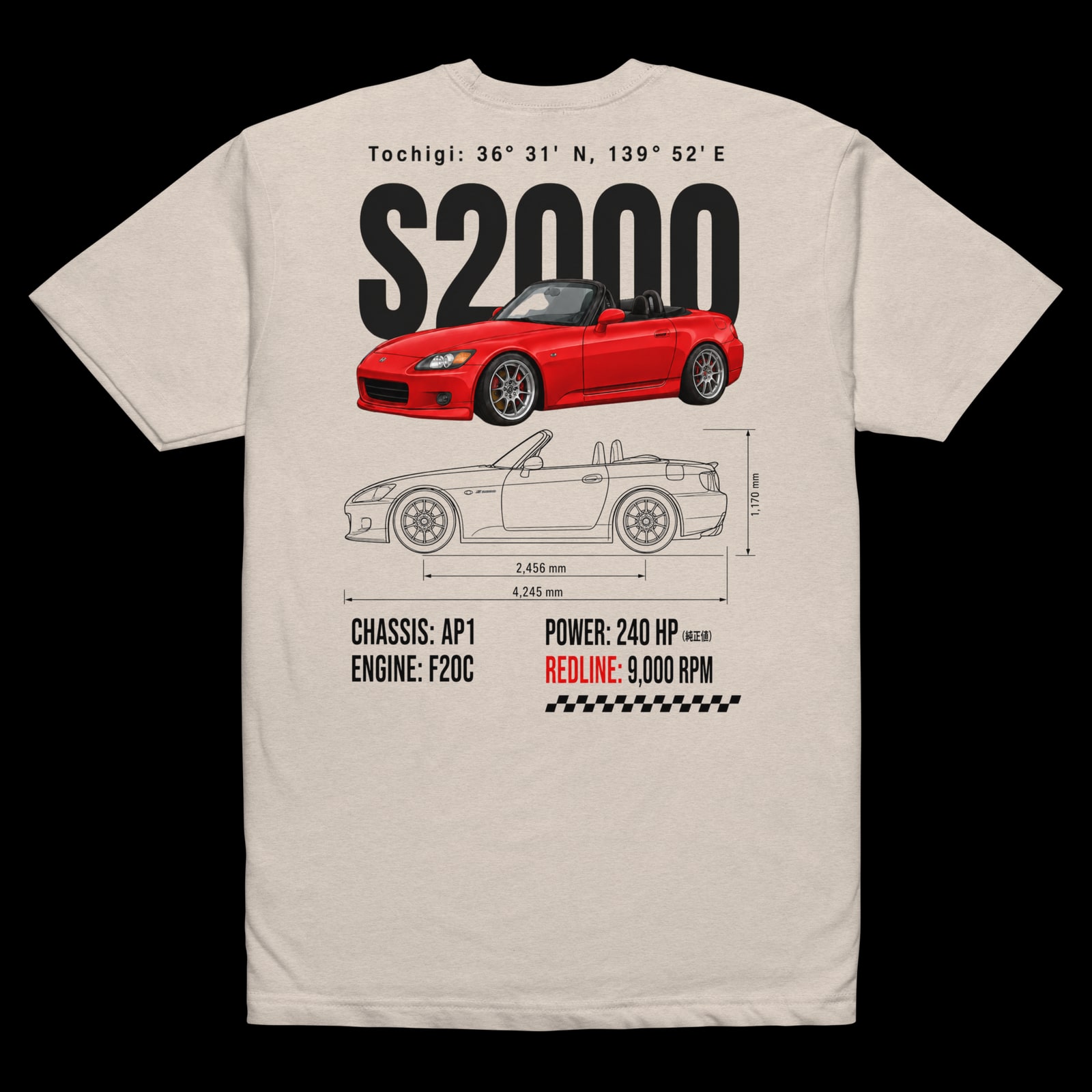 Honda S2000 T-Shirt Back